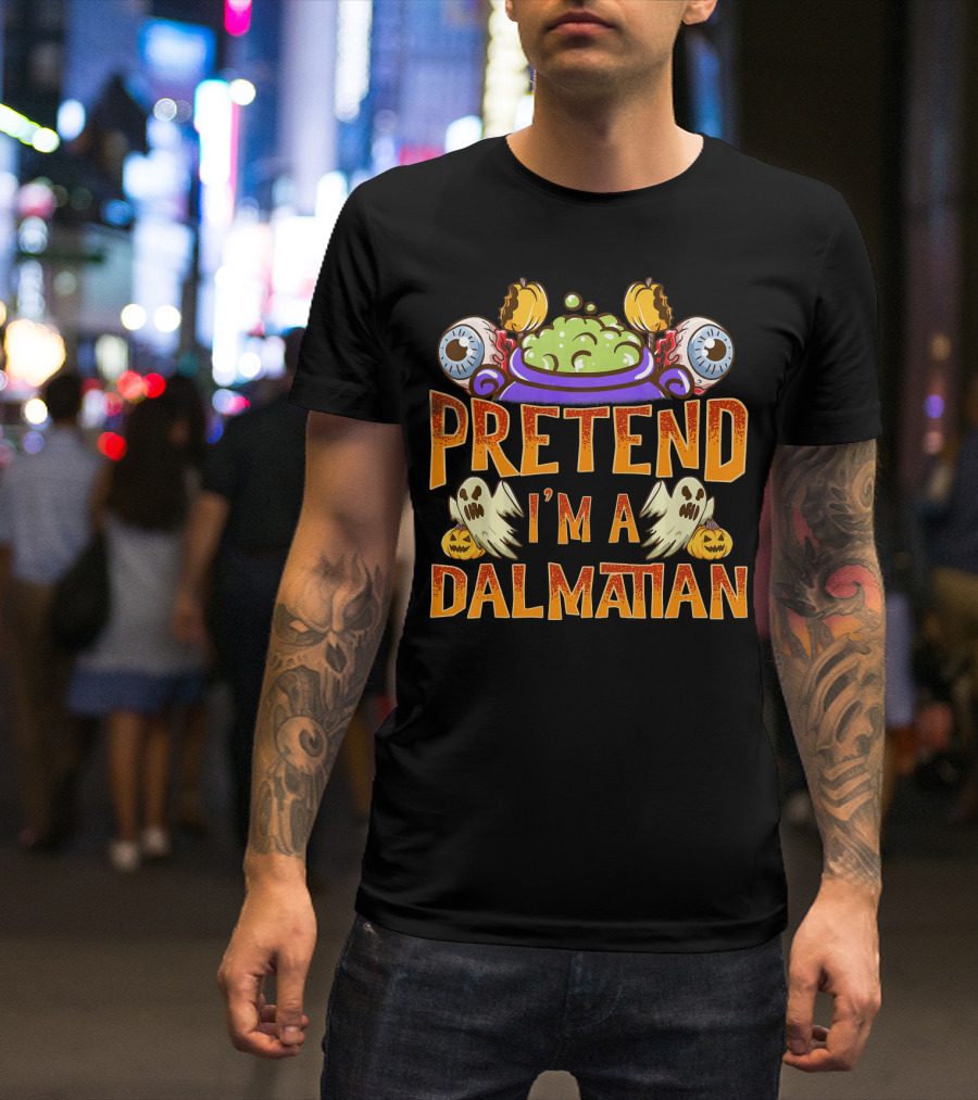 Halloween Pretend I'm A Dalmatian With Ghosts, Pumpkins, And Eyeballs Cauldron T-Shirt