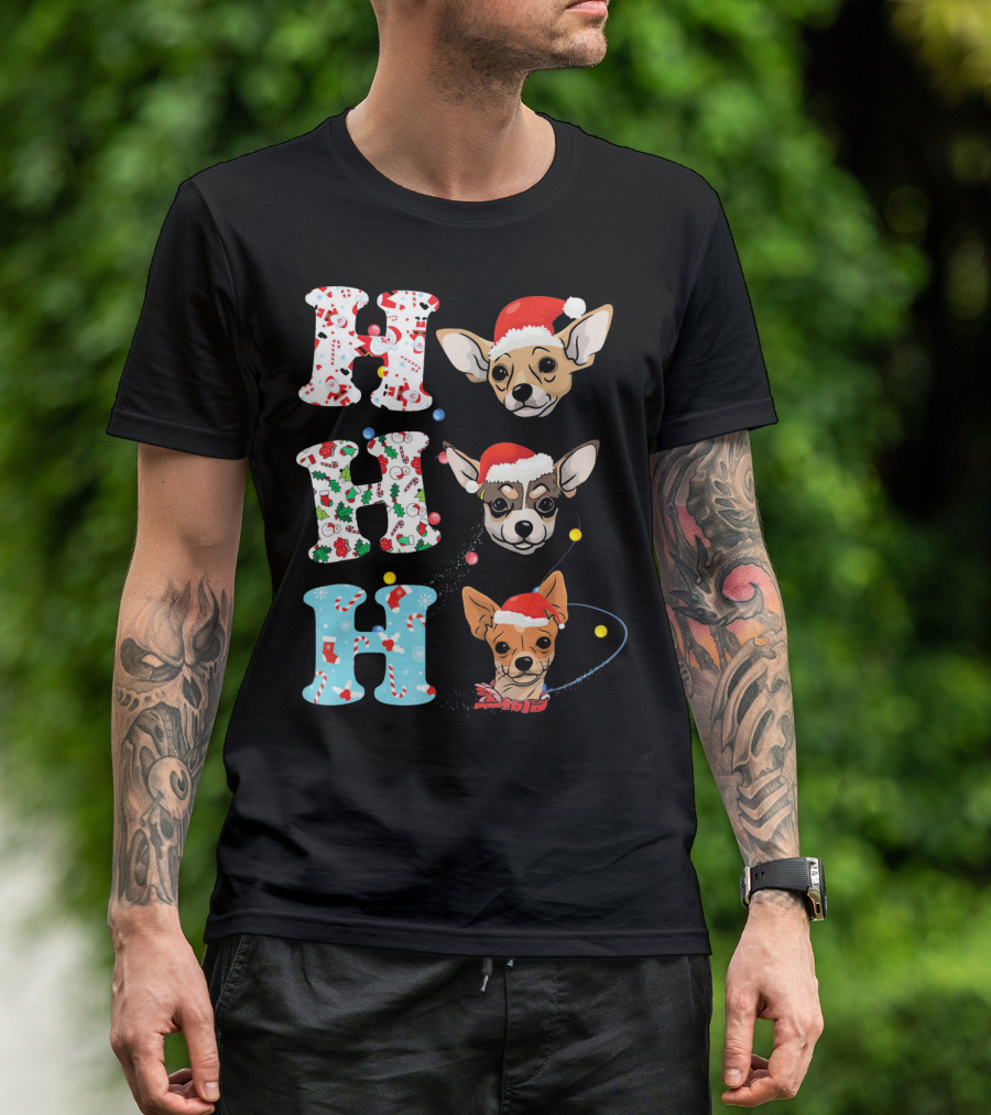 Ho Ho Ho Chihuahua Santa Christmas Animal Holiday T-Shirt