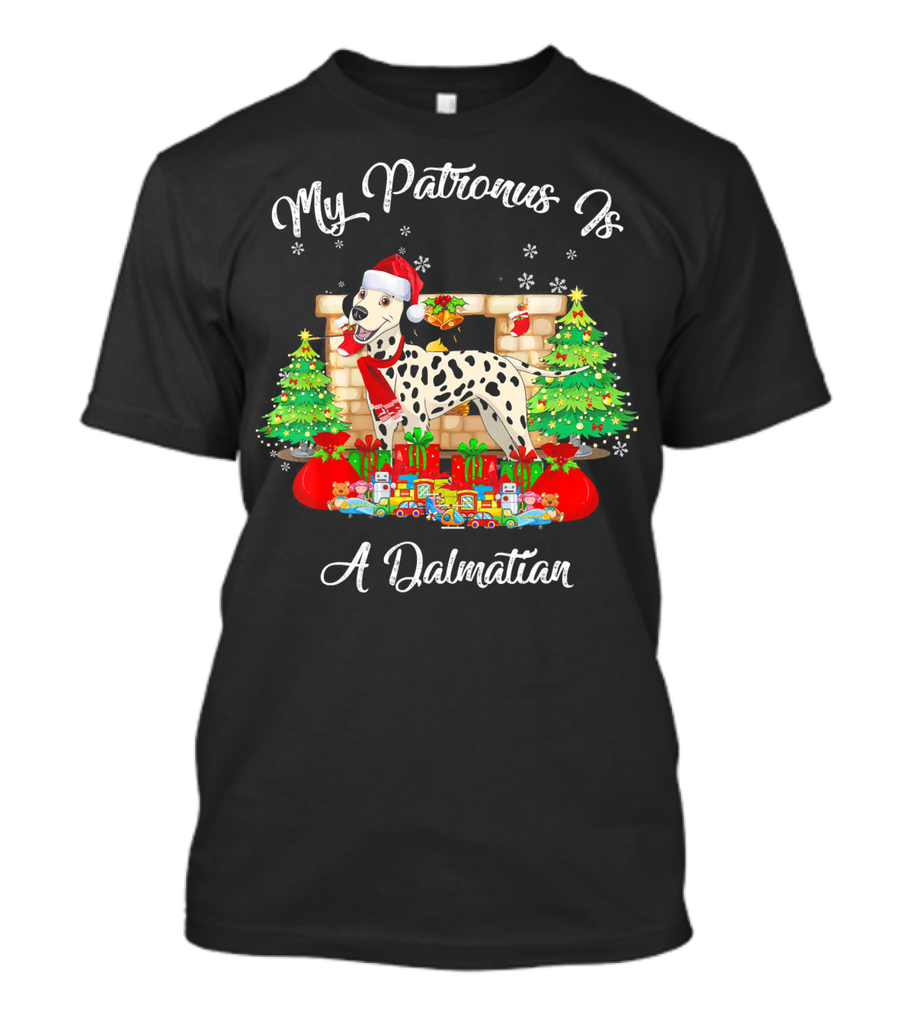 My Patronus Is A Dalmatian With Christmas Santa Hat And Holiday Decor T-Shirt