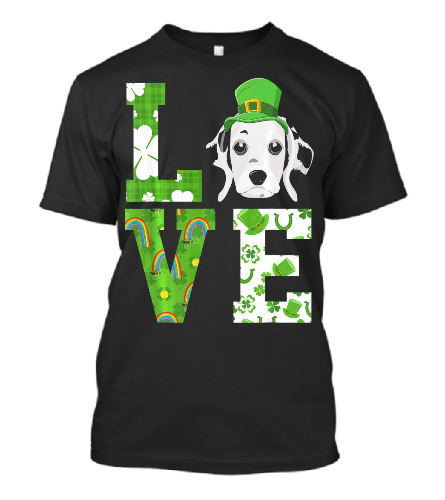 Love Dalmatian St Patricks Day Shamrock Hat Rainbow T-Shirt