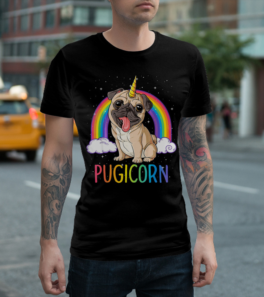 Pugicorn Pug Unicorn Rainbow Girls T-Shirt