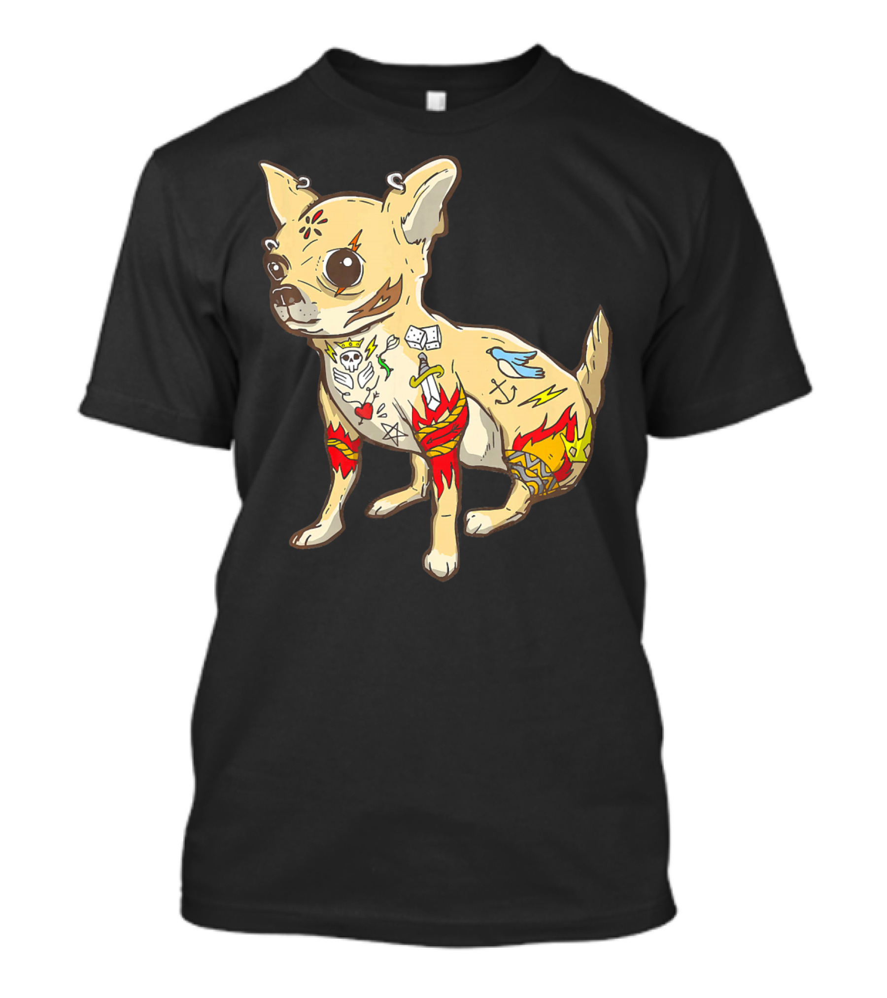 Inked Funny Chihuahua With Tattoos And Symbols T-Shirt