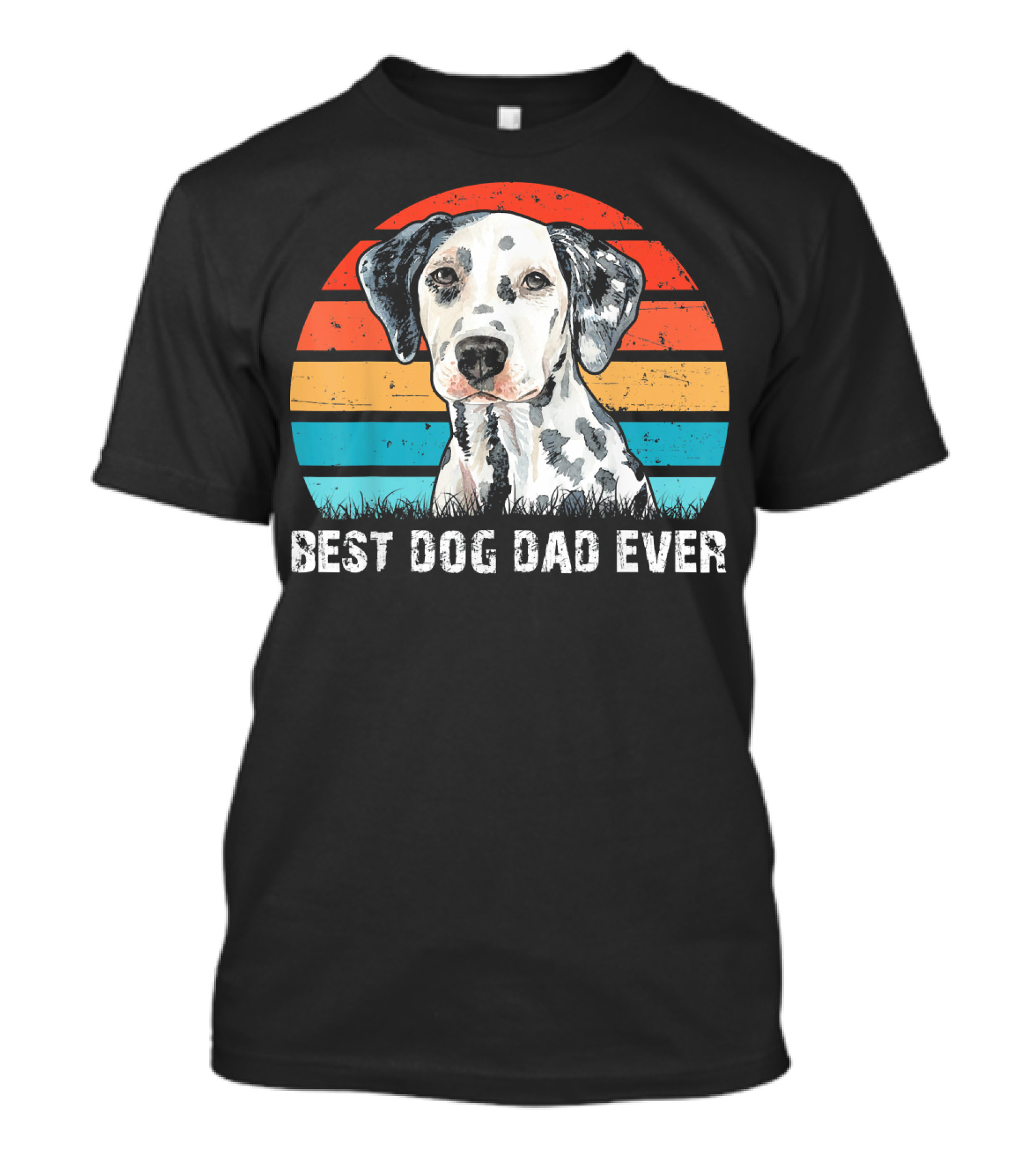 Best Dog Dad Ever Dalmatian Retro Stripes T-Shirt