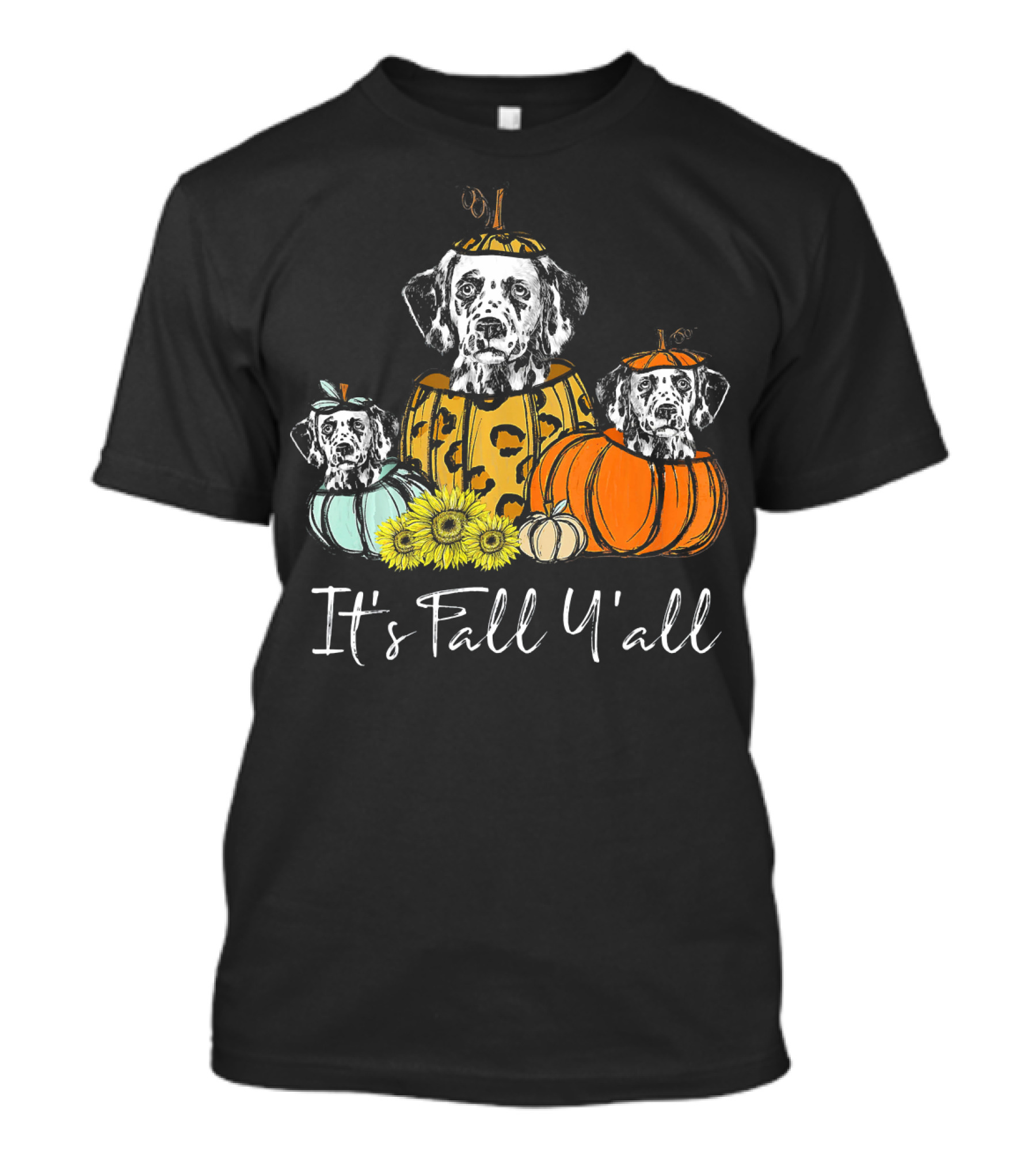 Its Fall Yall Dalmatian Dog Pumpkin Trio T-Shirt