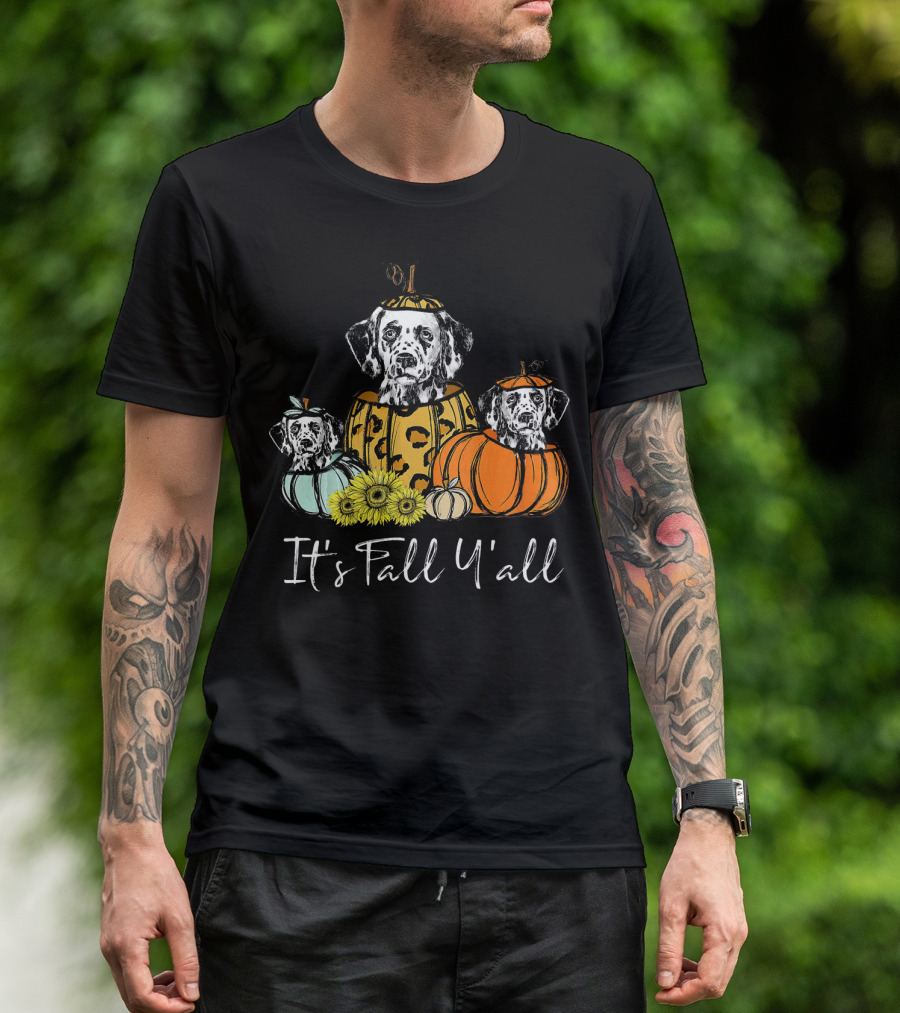 Its Fall Yall Dalmatian Dog Pumpkin Trio T-Shirt
