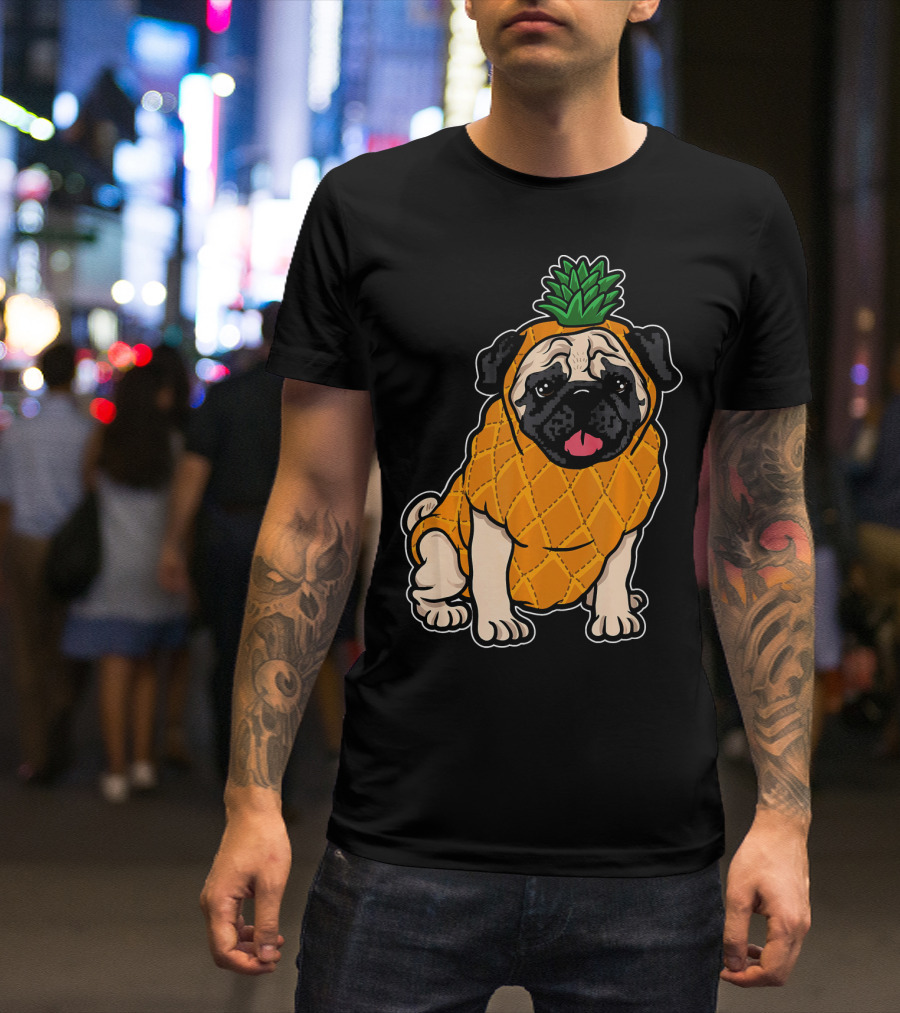 Pineapple Pug Funny Summer Tropi Dog Costume T-Shirt