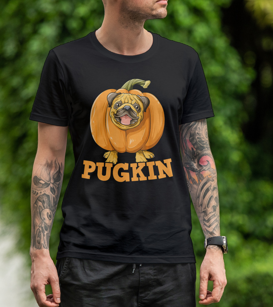 Pugkin Pug Pumpkin Halloween Pug Lovers T-Shirt