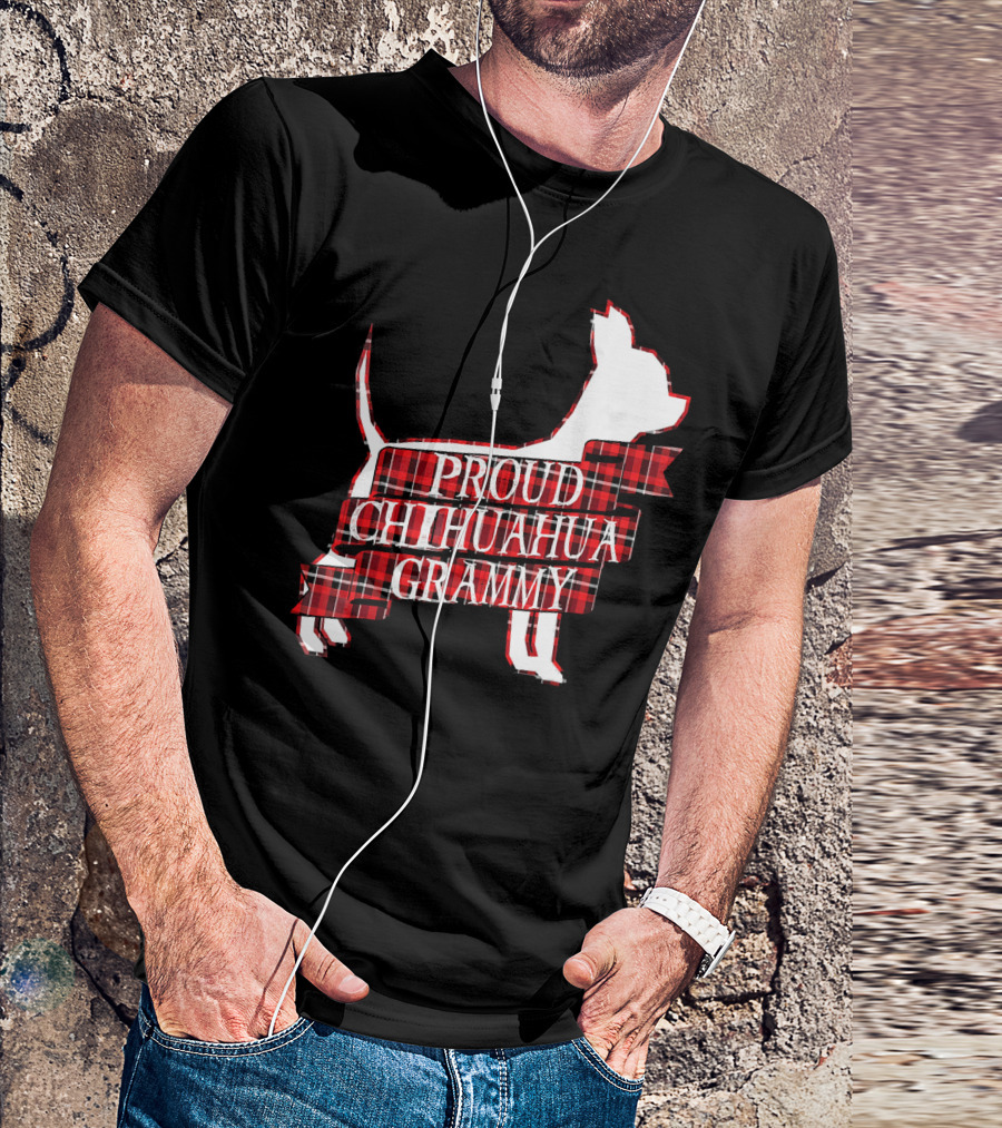 Proud Chihuahua Grammy Plaid Silhouette Dog T-Shirt