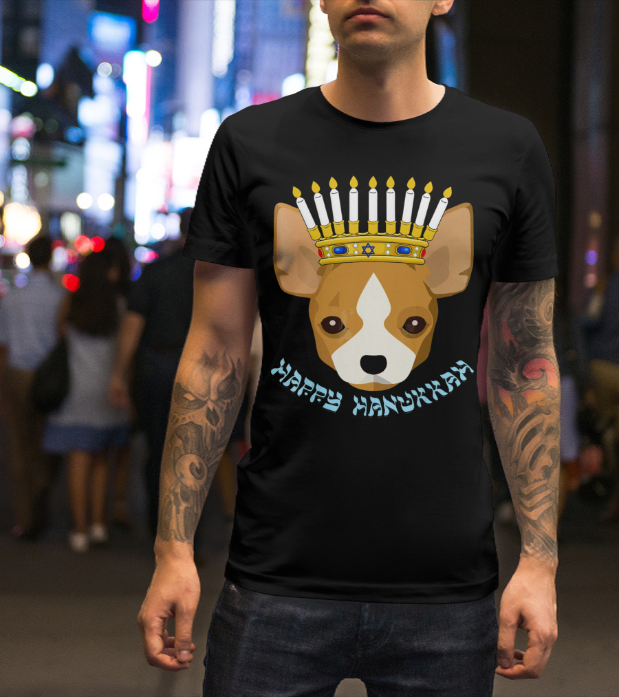 Happy Hanukkah Funny Chihuahua Menorah Dog Candle Star T-Shirt