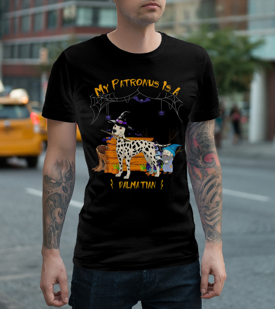 My Patronus Is A Dalmatian Halloween Dog Witch Spiders Goblins T-Shirt