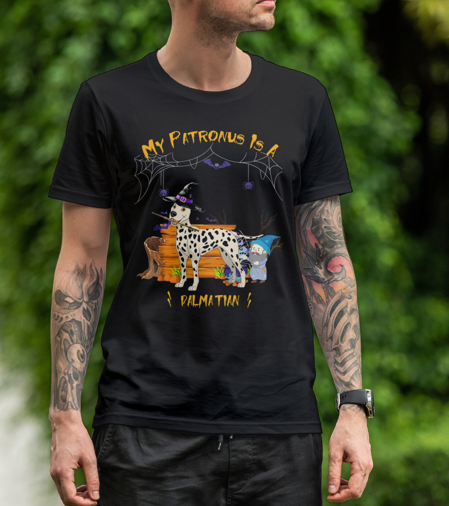 My Patronus Is A Dalmatian Halloween Dog Witch Spiders Goblins T-Shirt