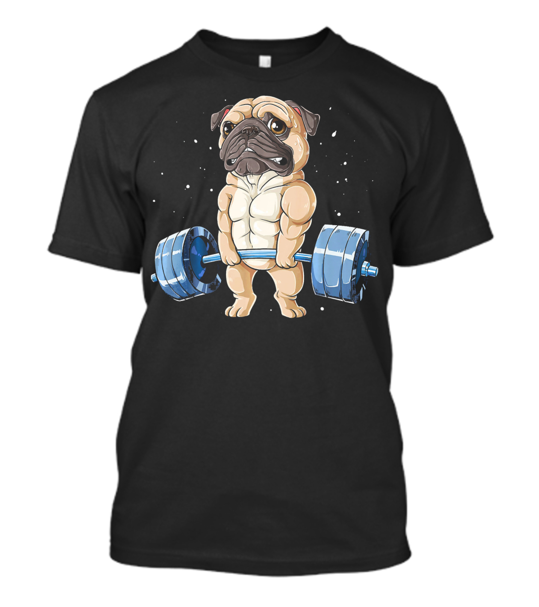 Pug Weightlifting Funny Deadlift Men Fit Strong Muscular Dog T-Shirt