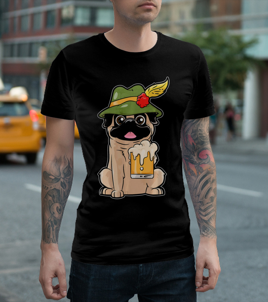 Oktoberfest Pug Dog Prost Pugs German Beer Hat T-Shirt