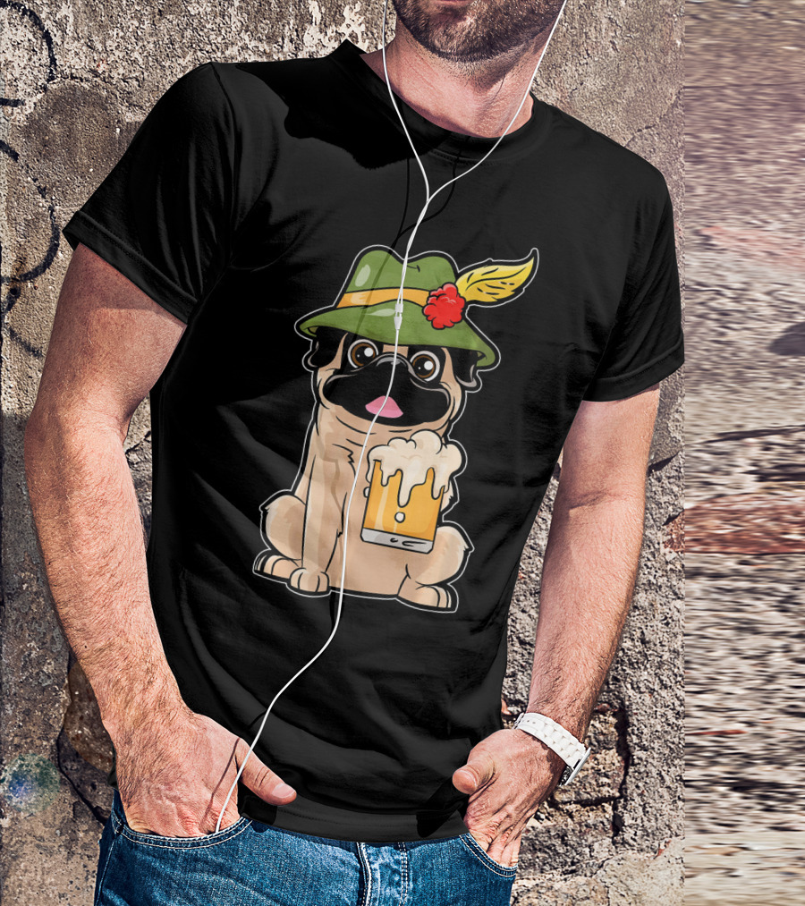Oktoberfest Pug Dog Prost Pugs German Beer Hat T-Shirt