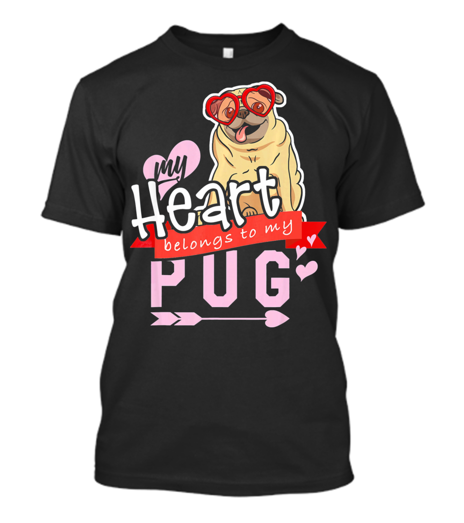 My Heart Belongs To My Pug Valentine T-Shirt