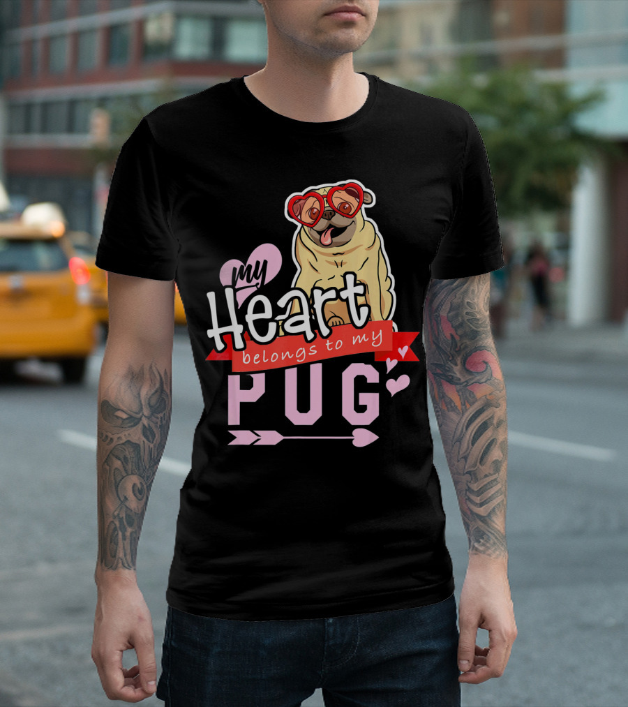 My Heart Belongs To My Pug Valentine T-Shirt