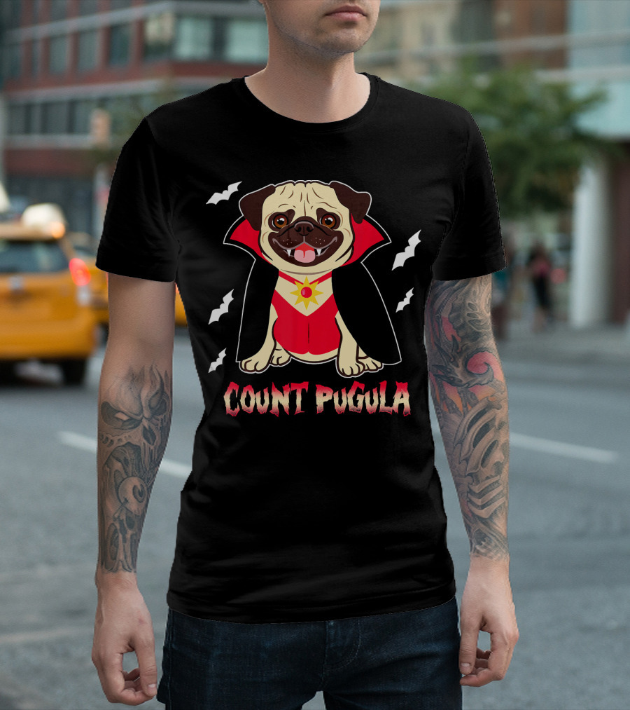 Count Pugula Halloween Pug Dog Funny for Hall T-Shirt