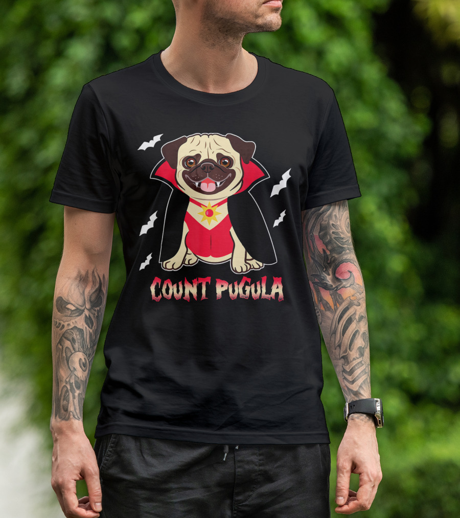 Count Pugula Halloween Pug Dog Funny For Hall T-Shirt