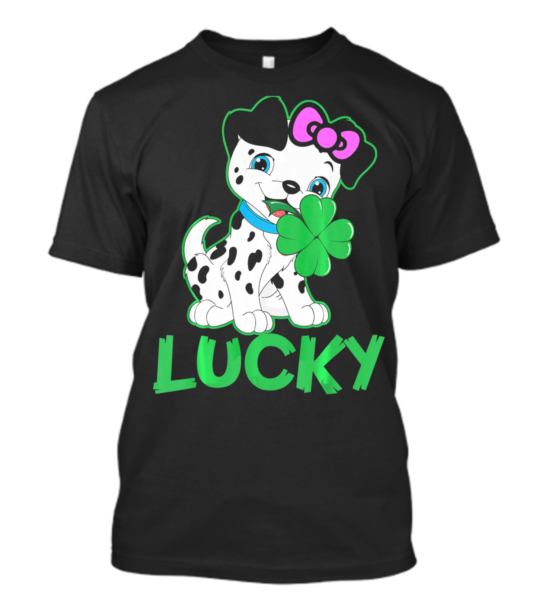 Lucky Dalmatian Holding Shamrock For Dalmatian Fan T-Shirt