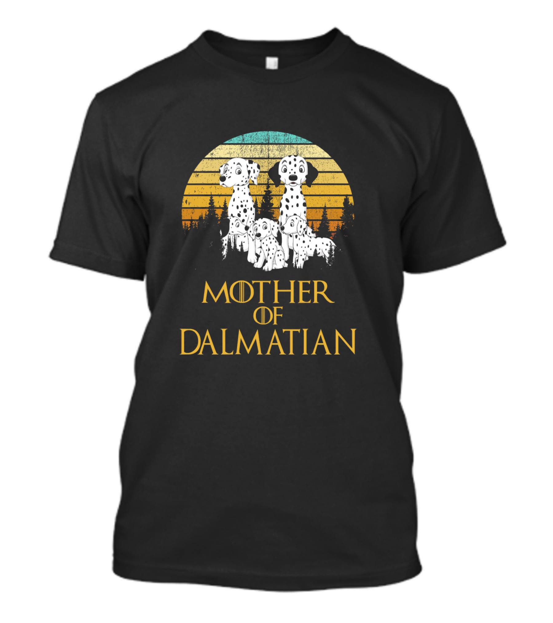 Mother Of Dalmatian Retro Sunset Dalmatian Family T-Shirt