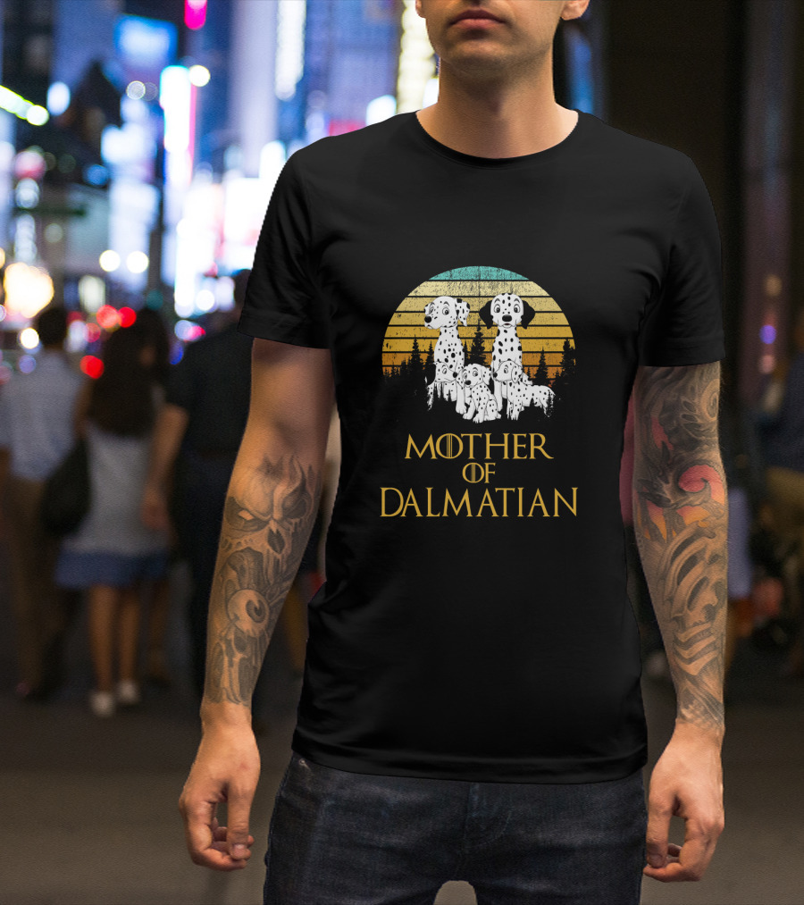 Mother Of Dalmatian Retro Sunset Dalmatian Family T-Shirt
