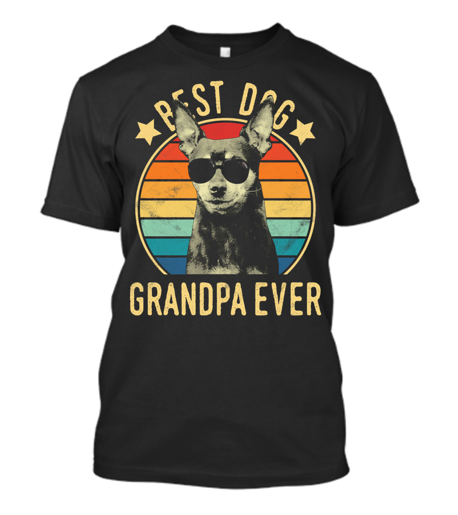 Best Dog Grandpa Ever Miniature Pinscher Retro Sunglasses Stars T-Shirt