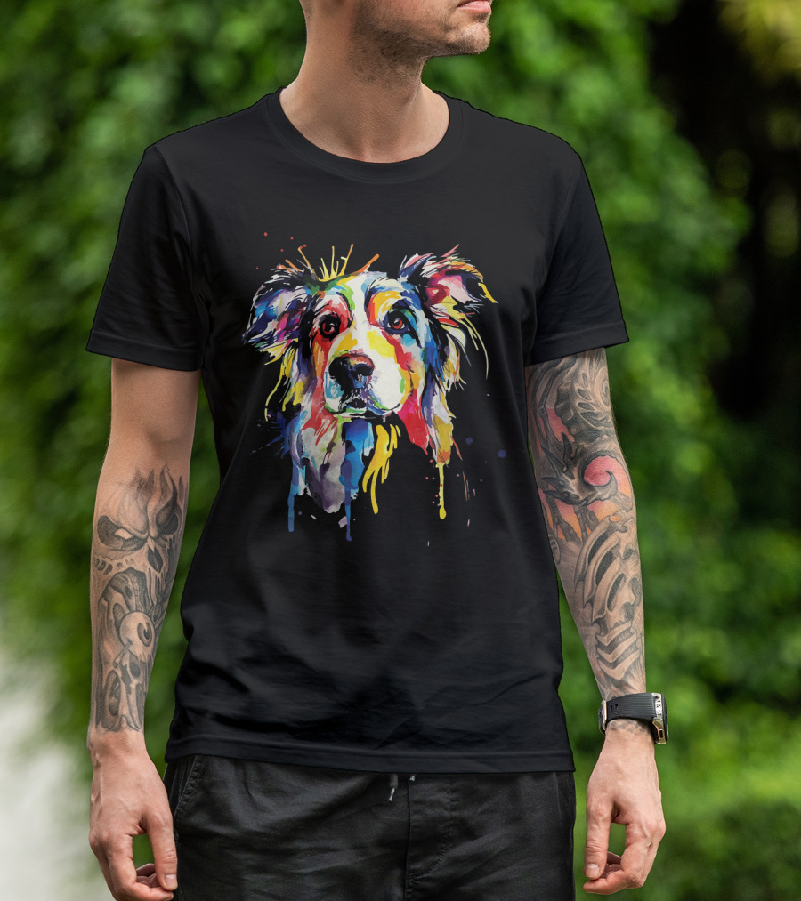 Border Collie Vibrant Paint Splash T-Shirt
