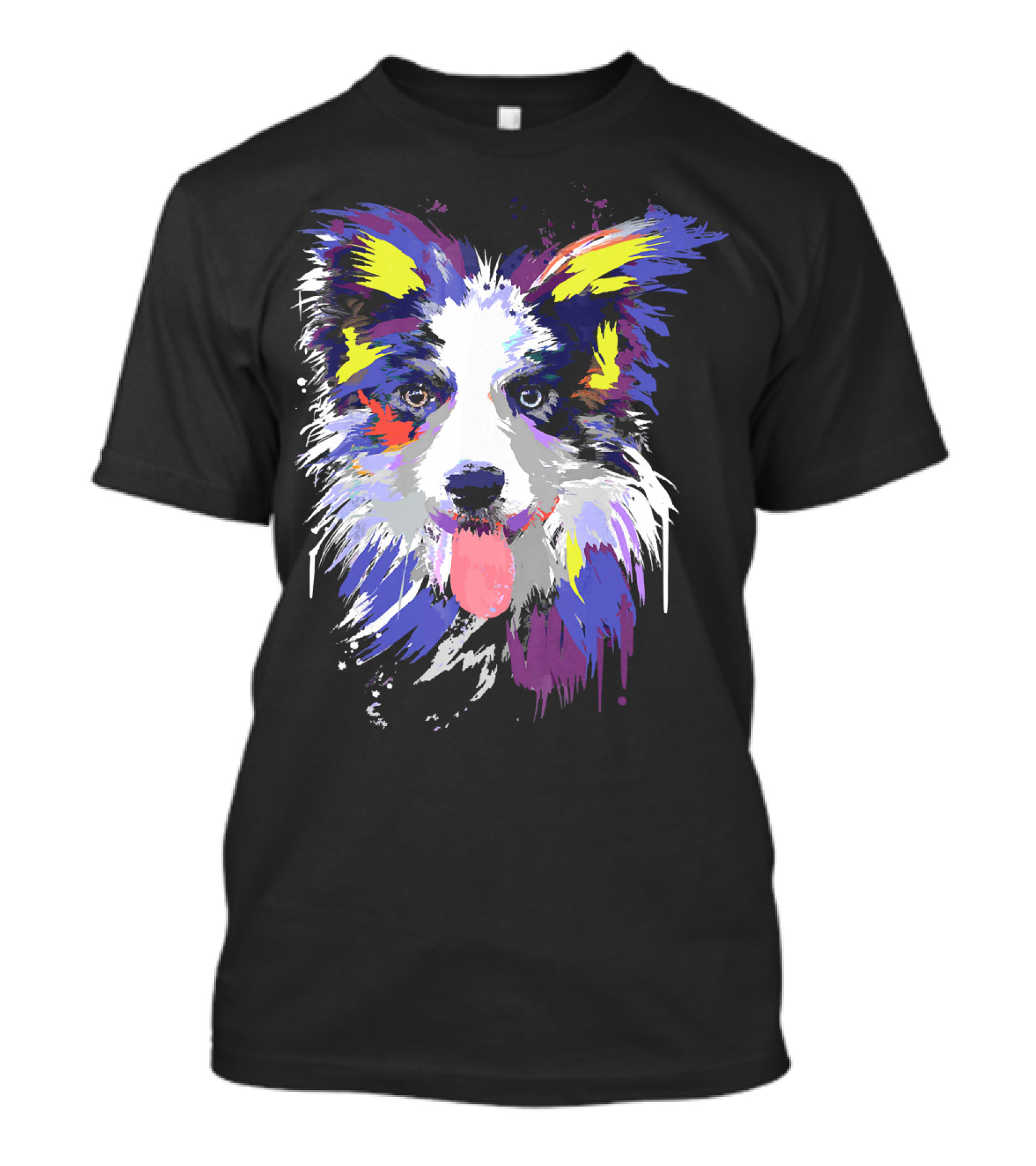 Colorful Vibrant Artistic Border Collie T-Shirt