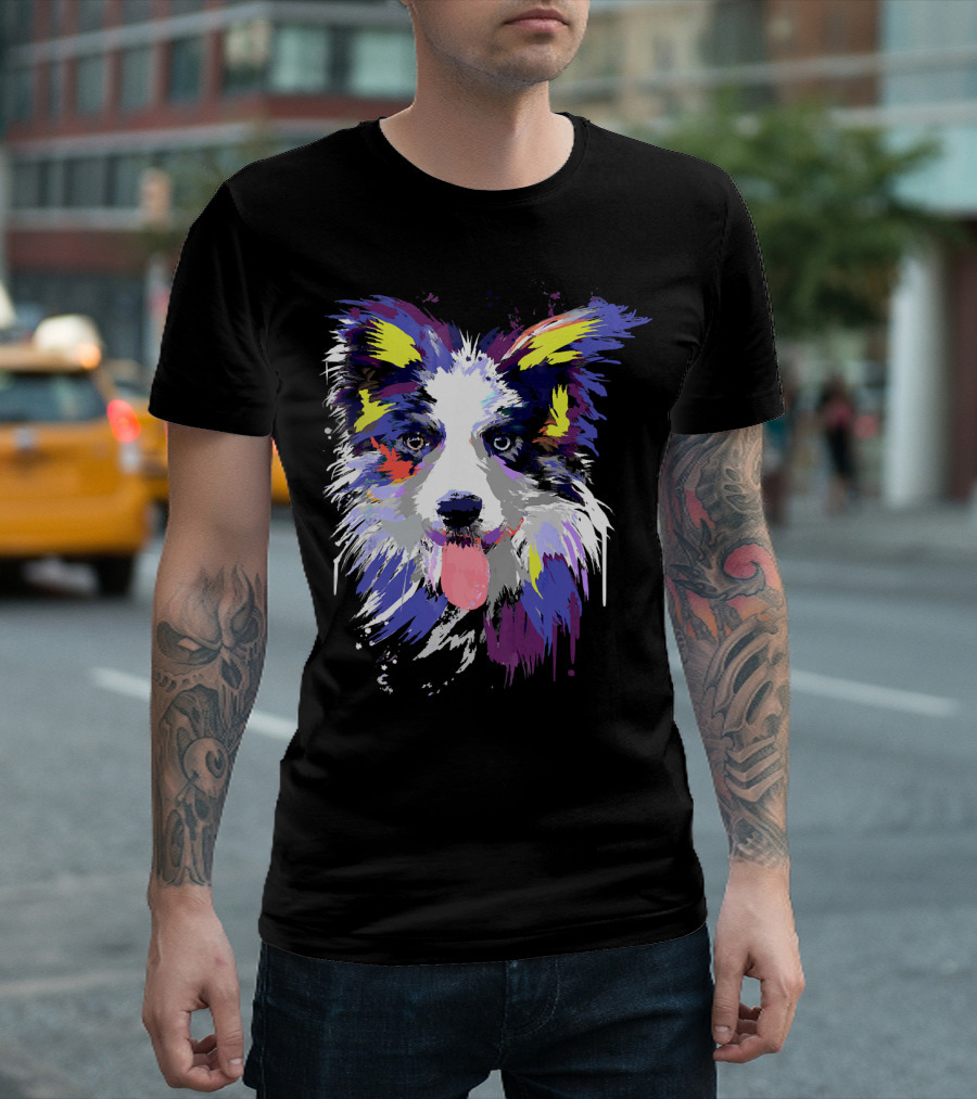 Colorful Vibrant Artistic Border Collie T-Shirt