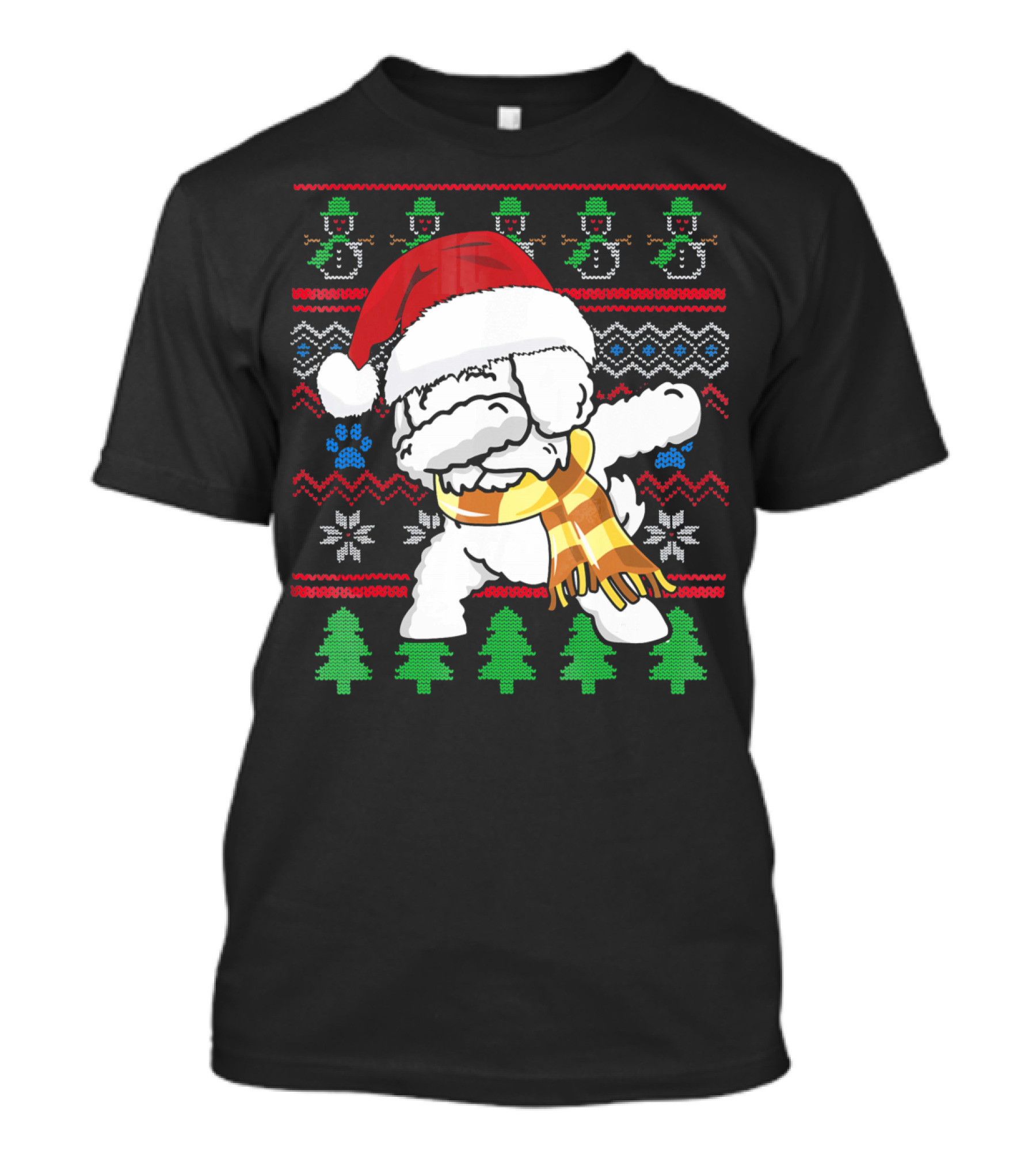 Bichons Frise Dabbing Santa Hat Christmas T-Shirt