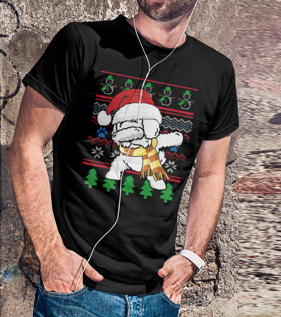 Bichons Frise Dabbing Santa Hat Christmas T-Shirt
