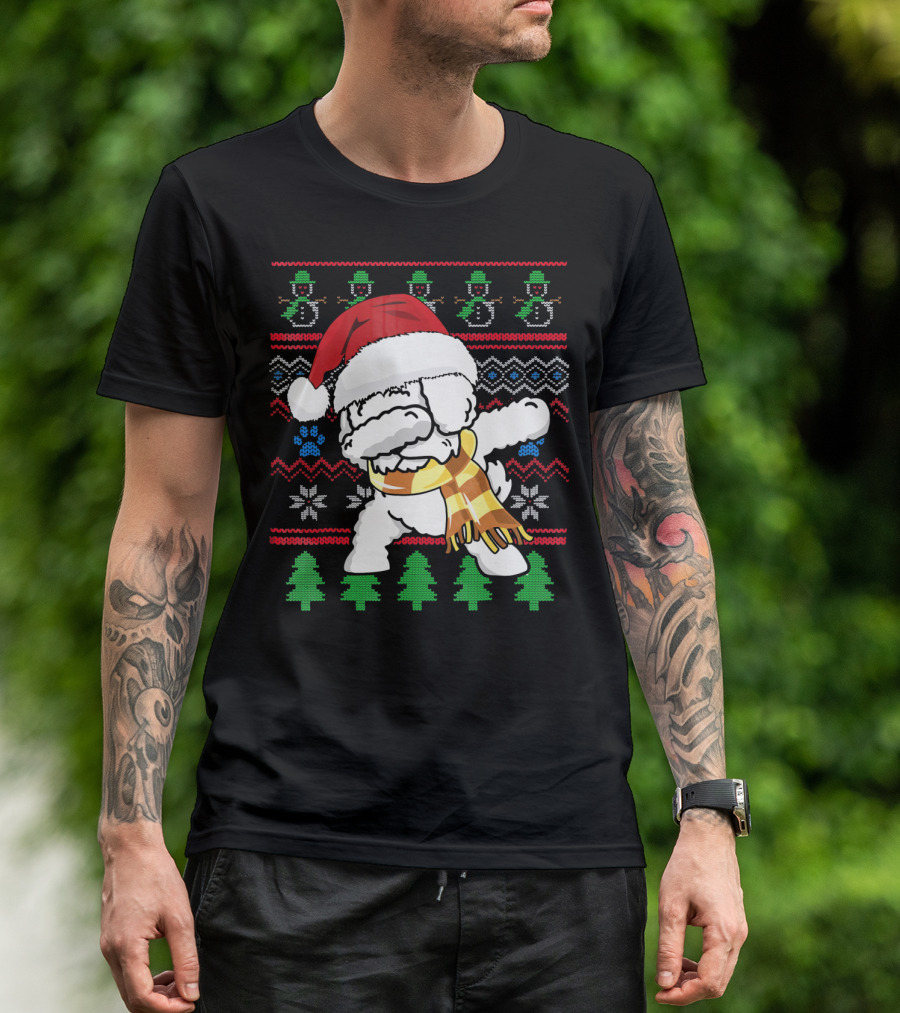 Bichons Frise Dabbing Santa Hat Christmas T-Shirt
