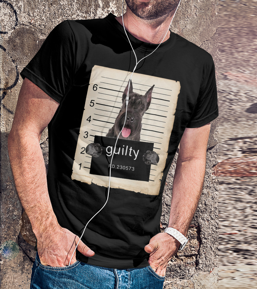 Giant Schnauzer Dog Mugshot Guilty P.D. 230573 T-Shirt