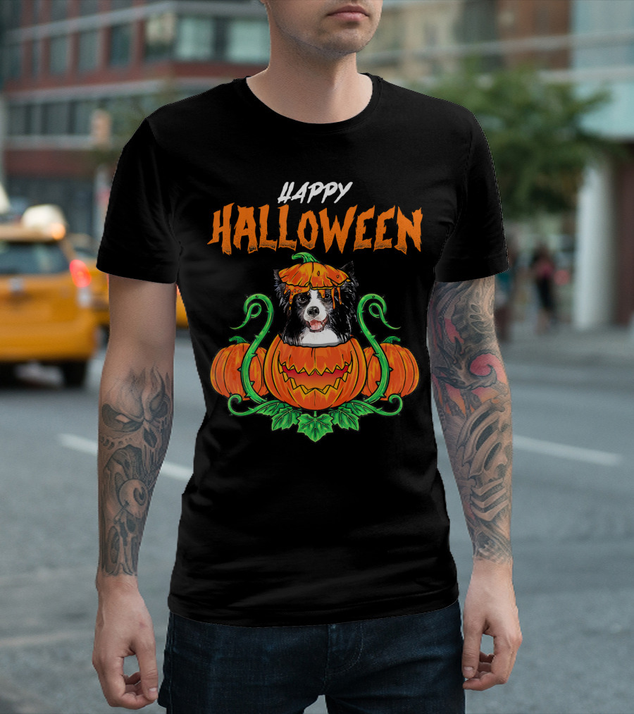 Happy Halloween Border Collie Pumpkin Costume T-Shirt