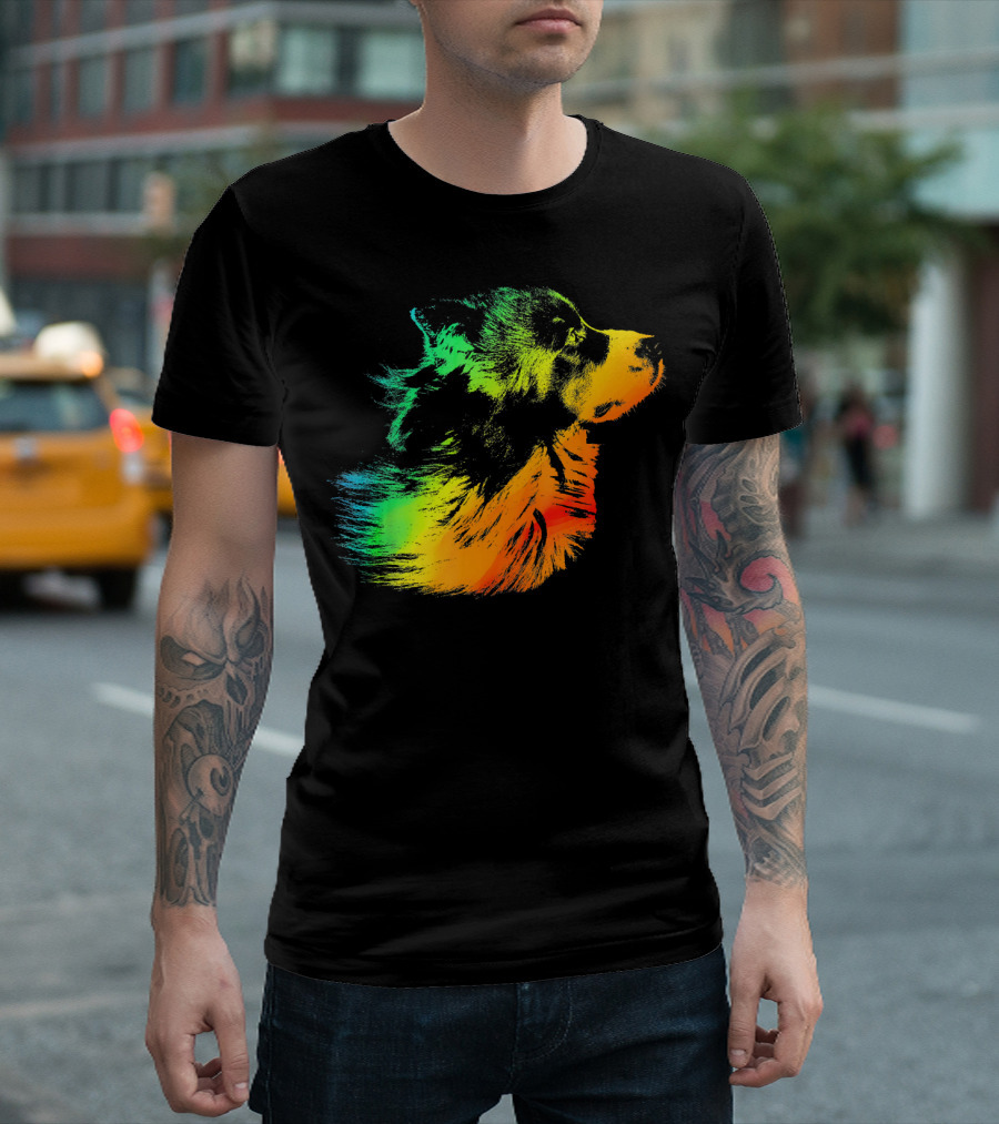 BORDER COLLIE Vibrant Rainbow Spectrum T-Shirt