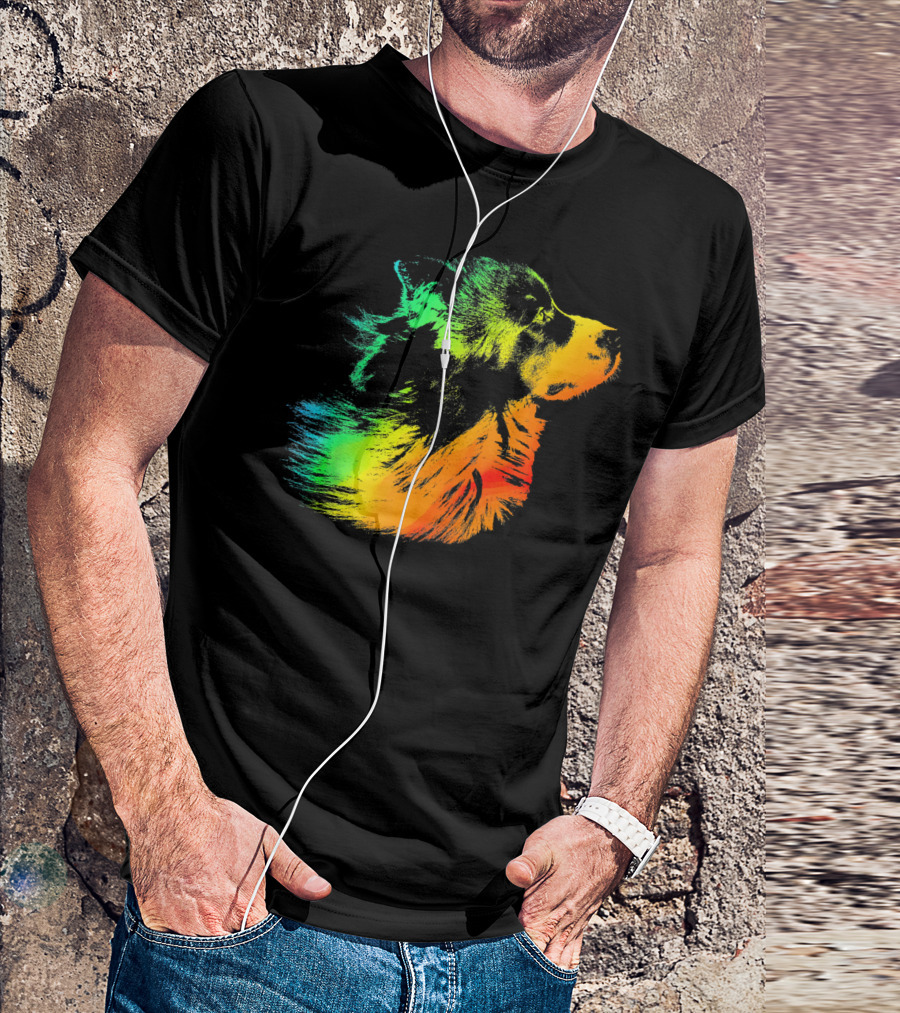 BORDER COLLIE Vibrant Rainbow Spectrum T-Shirt
