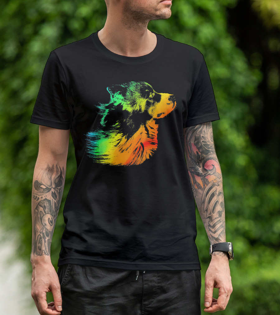 BORDER COLLIE Vibrant Rainbow Spectrum T-Shirt