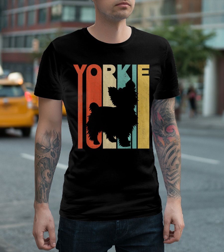 Yorkie Vintage Retro Silhouette T-Shirt