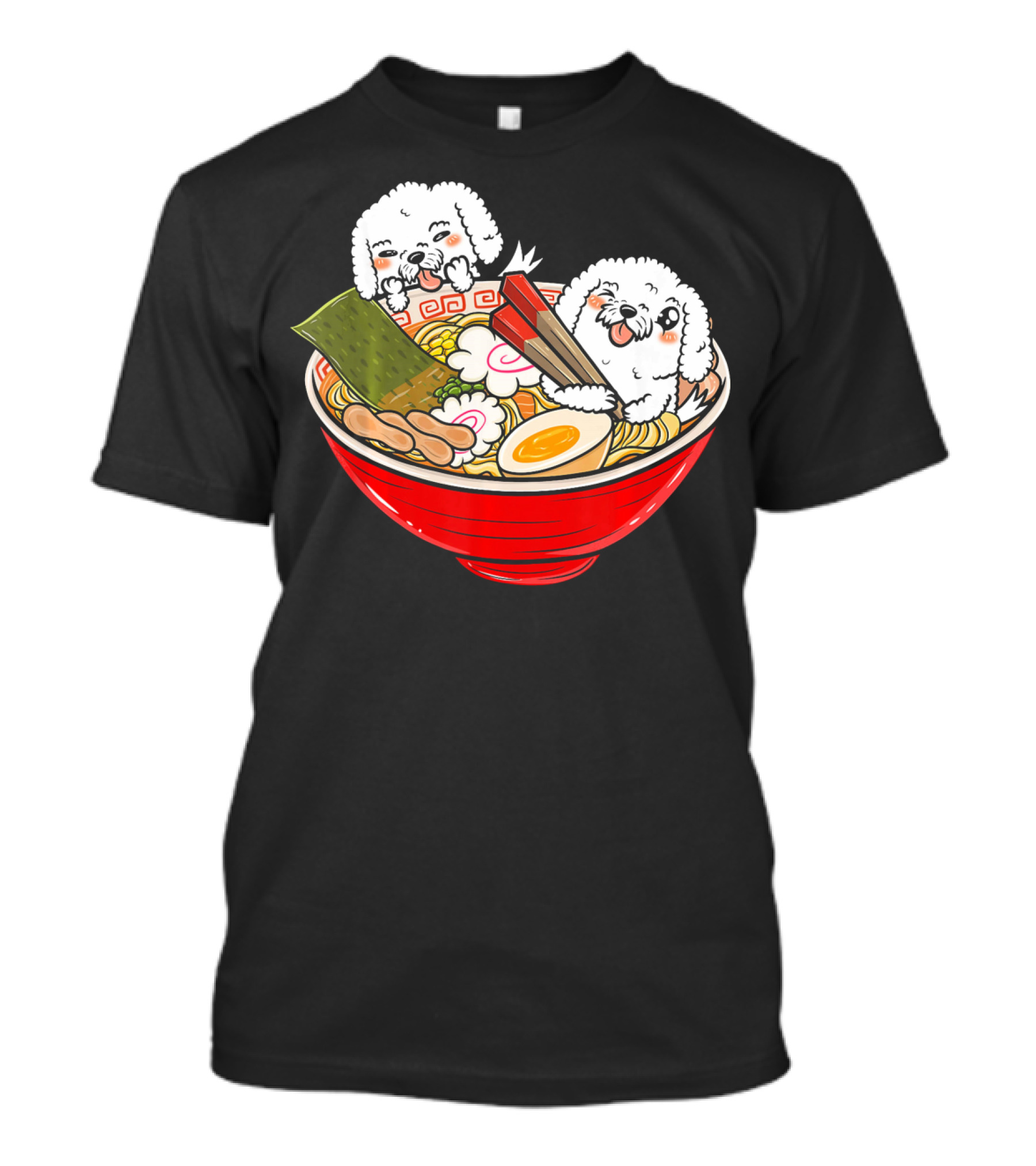 Bichon Frise Japanese Ramen Kawaii Noodle Bowl Puppies T-Shirt