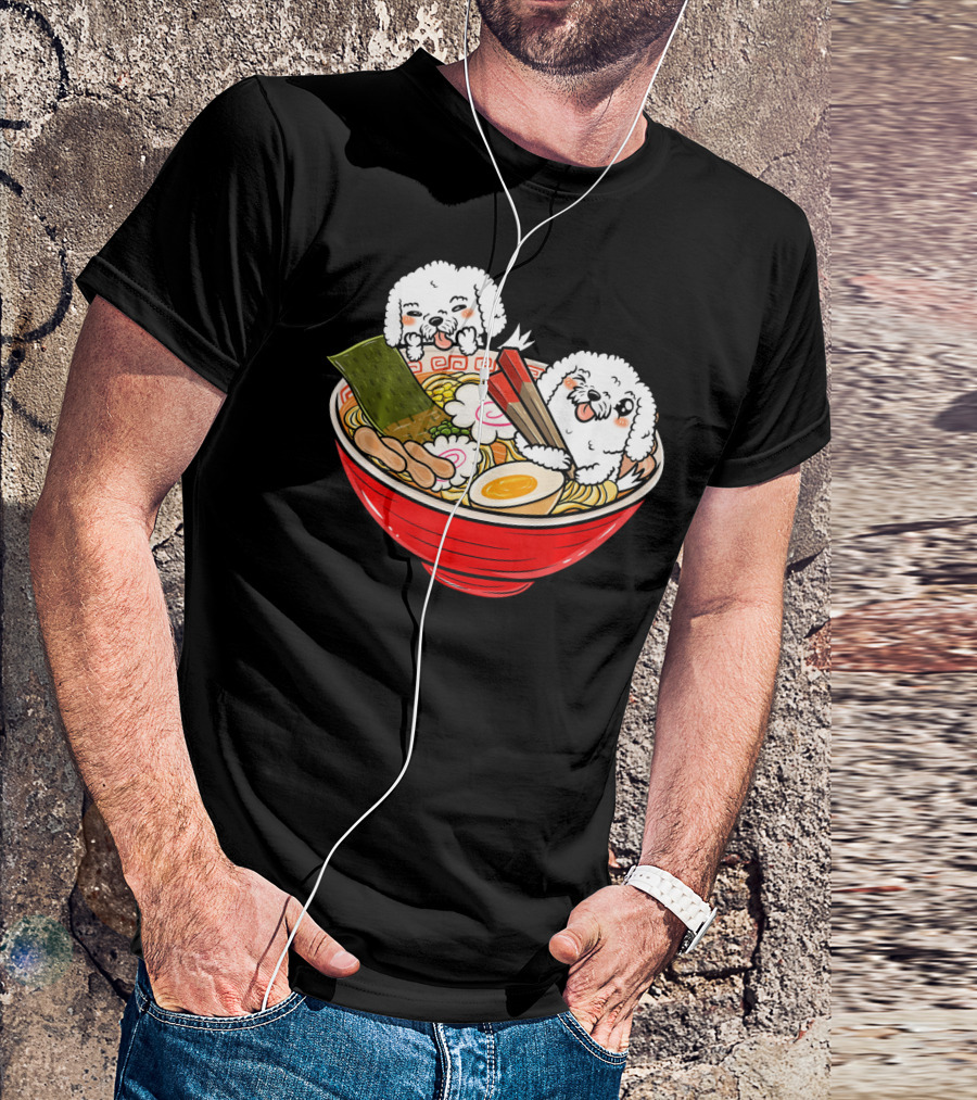 Bichon Frise Japanese Ramen Kawaii Noodle Bowl Puppies T-Shirt