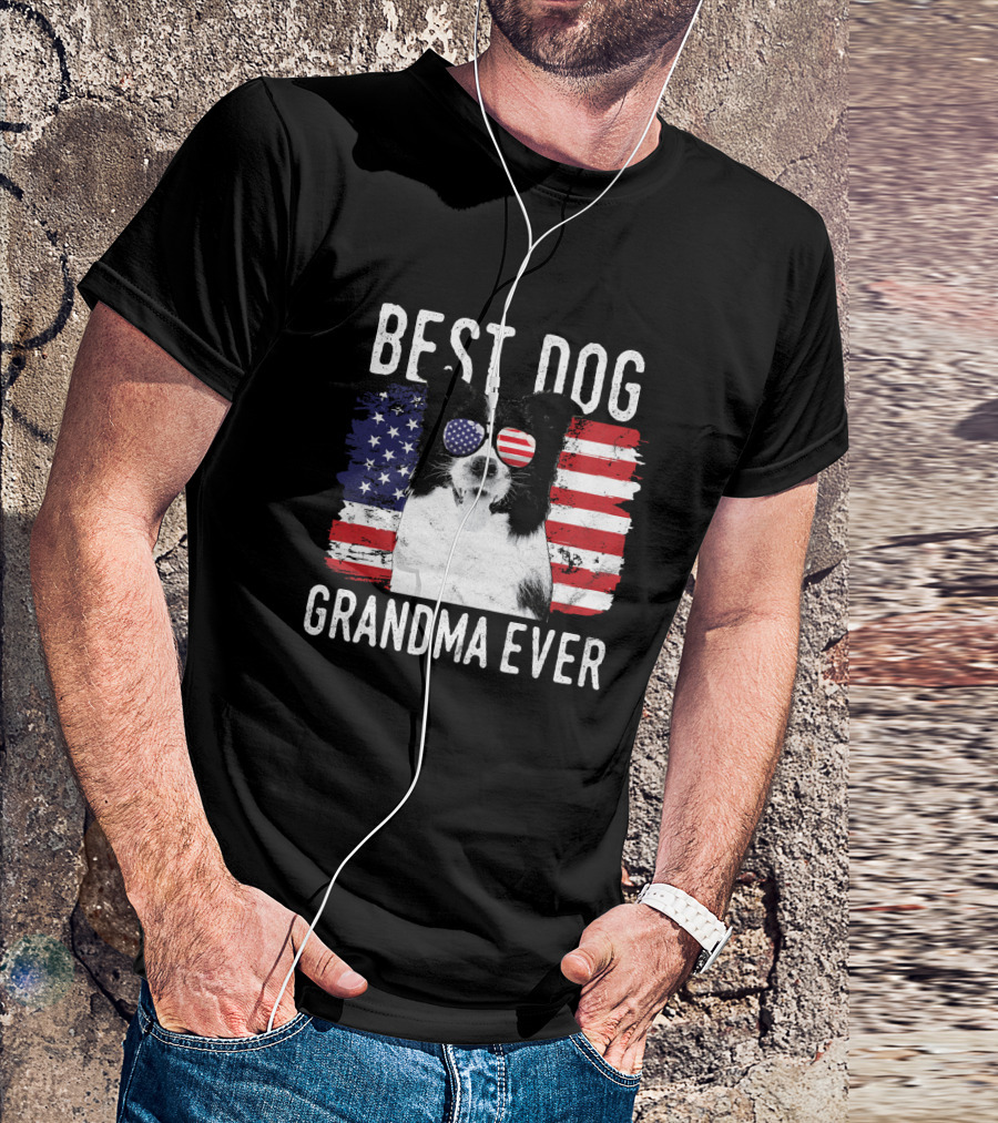 Best Dog Grandma Ever American Flag Sunglasses Dog T-Shirt