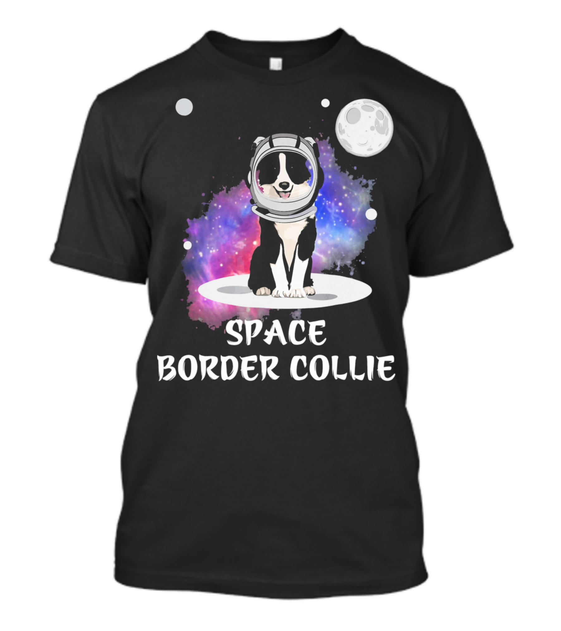 Space Border Collie Galaxy Dog Astronaut Moon Adventure T-Shirt