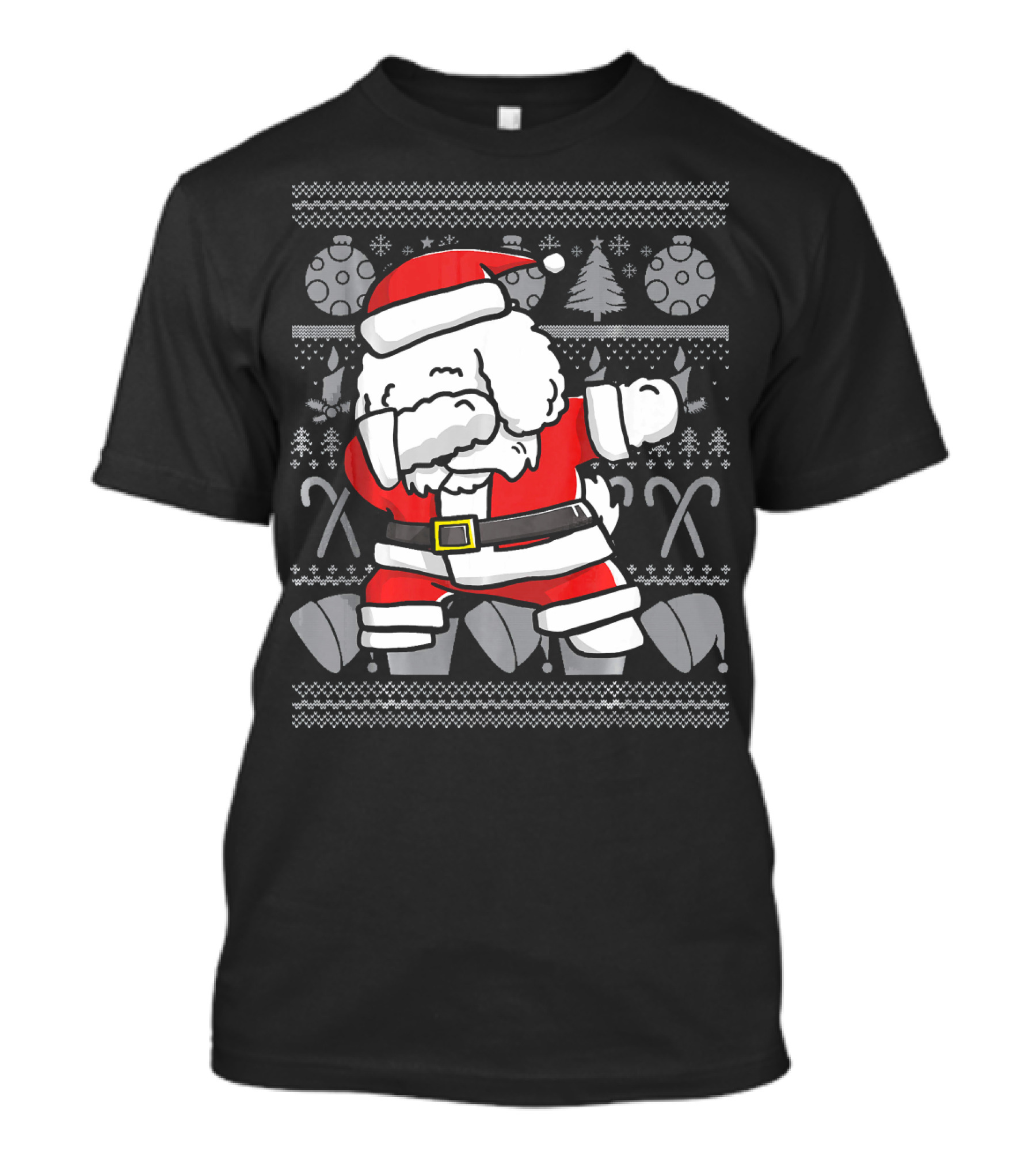 Santa Dabbing Bichon Frise Dab Dance Funny Christmas Dog T-Shirt