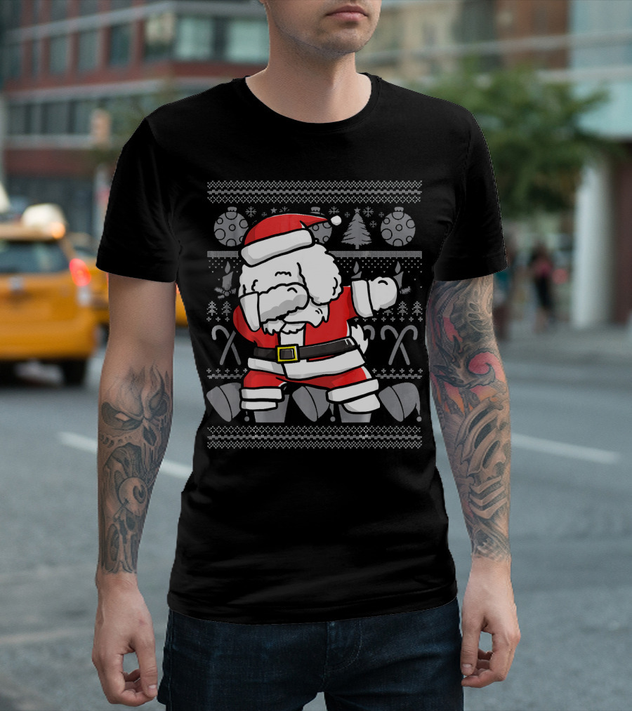 Santa Dabbing Bichon Frise Dab Dance Funny Christmas Dog T-Shirt