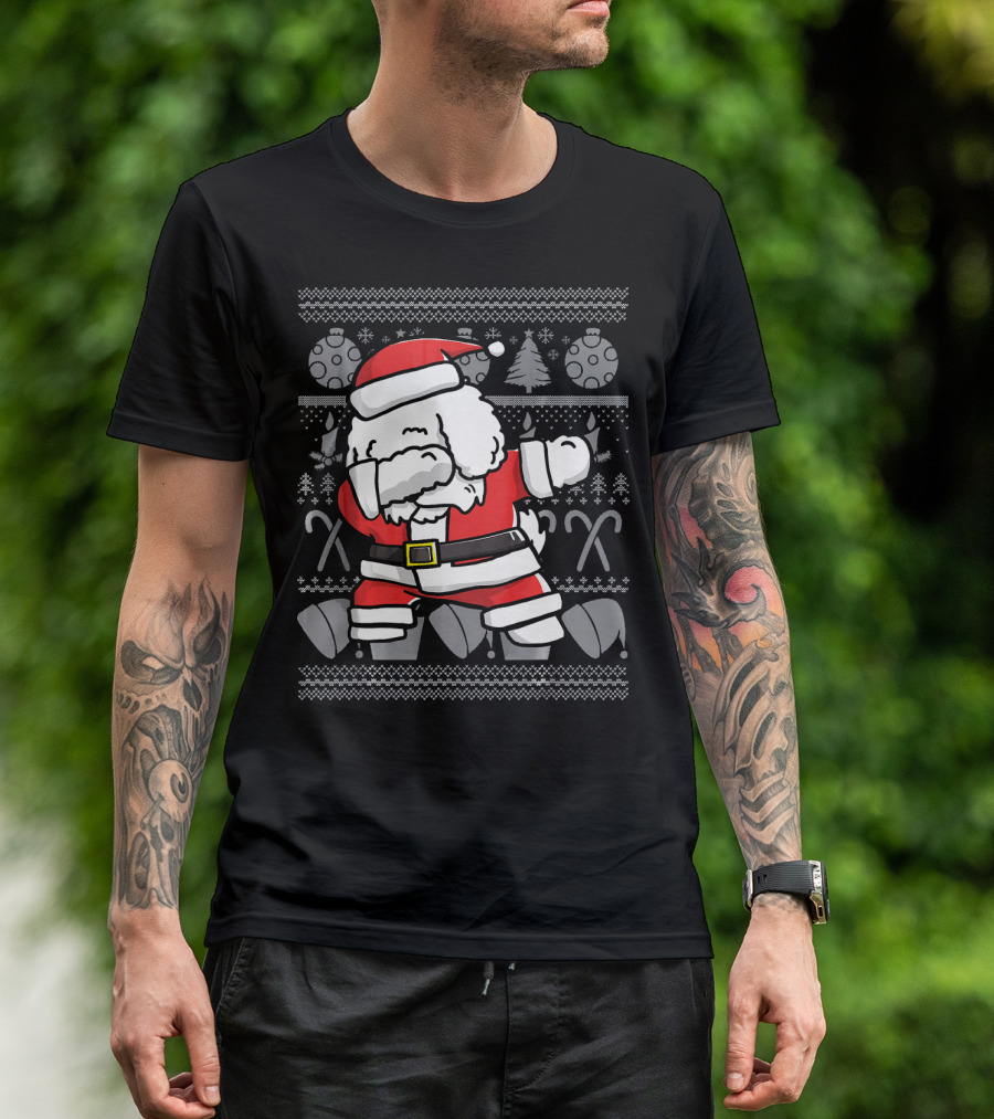Santa Dabbing Bichon Frise Dab Dance Funny Christmas Dog T-Shirt