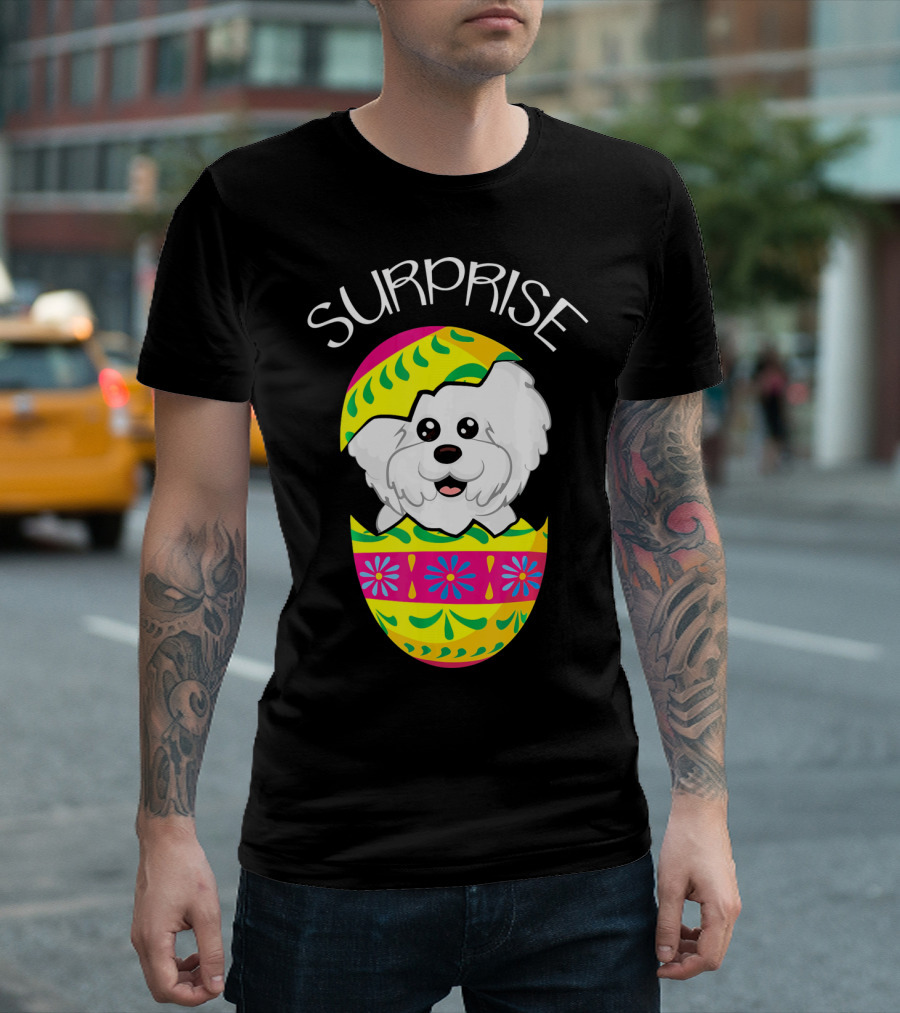 Surprise Cute Puppy Bichons Frise Hatches Easter T-Shirt