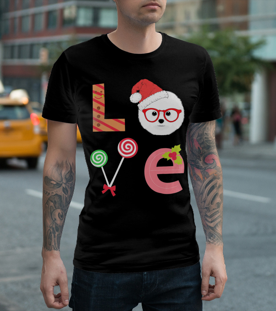 Love Bichon Santa Christmas Dog Lollipop Eyeglasses T-Shirt