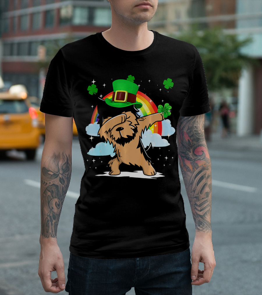Dabbing Yorkshire Terrier St Patrick's Day Rainbow Clover T-Shirt