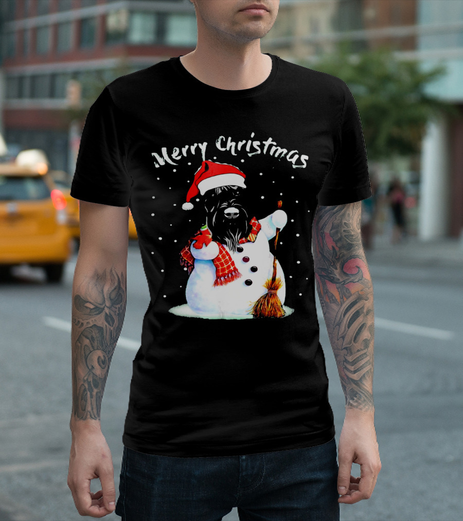 Merry Christmas Giant Schnauzer Snowman T-Shirt