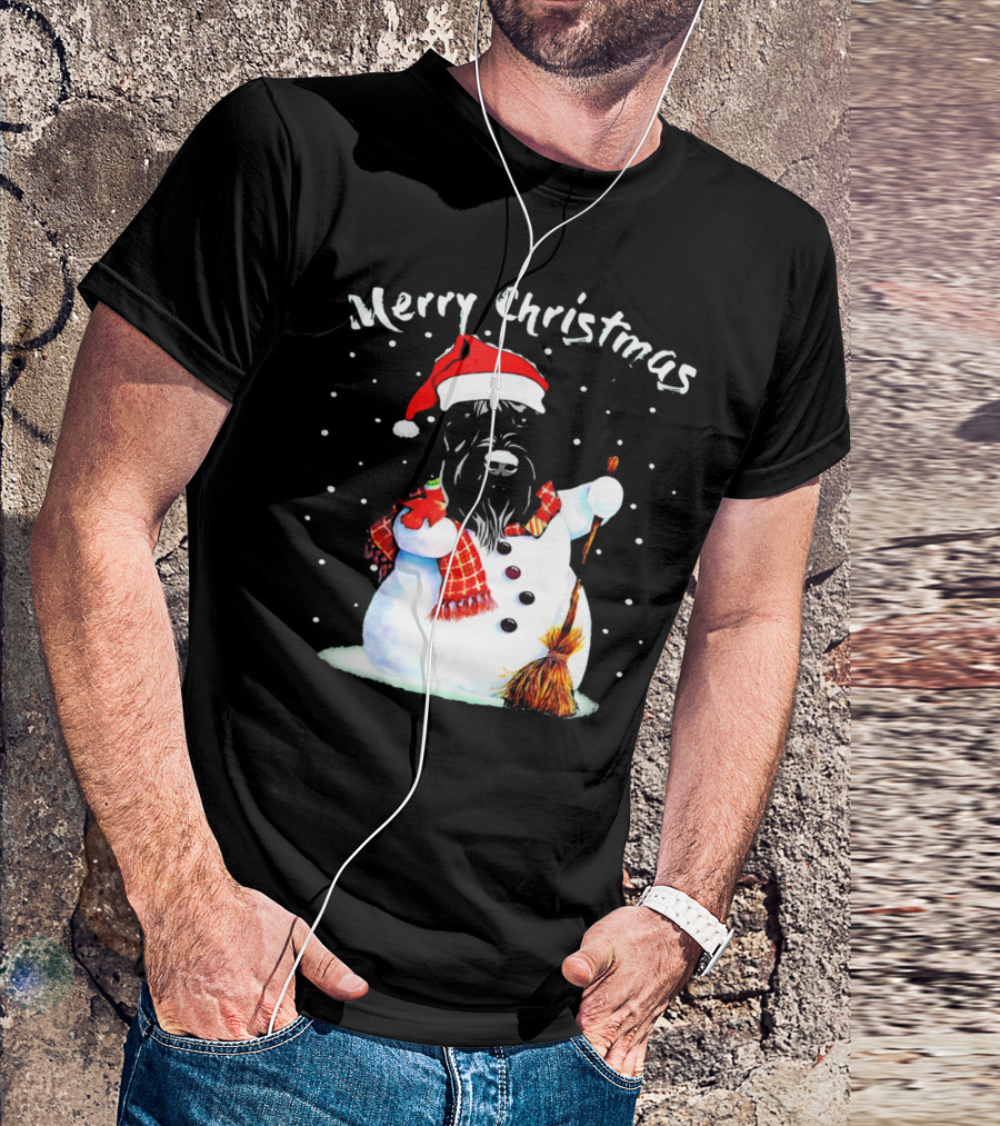 Merry Christmas Giant Schnauzer Snowman T-Shirt
